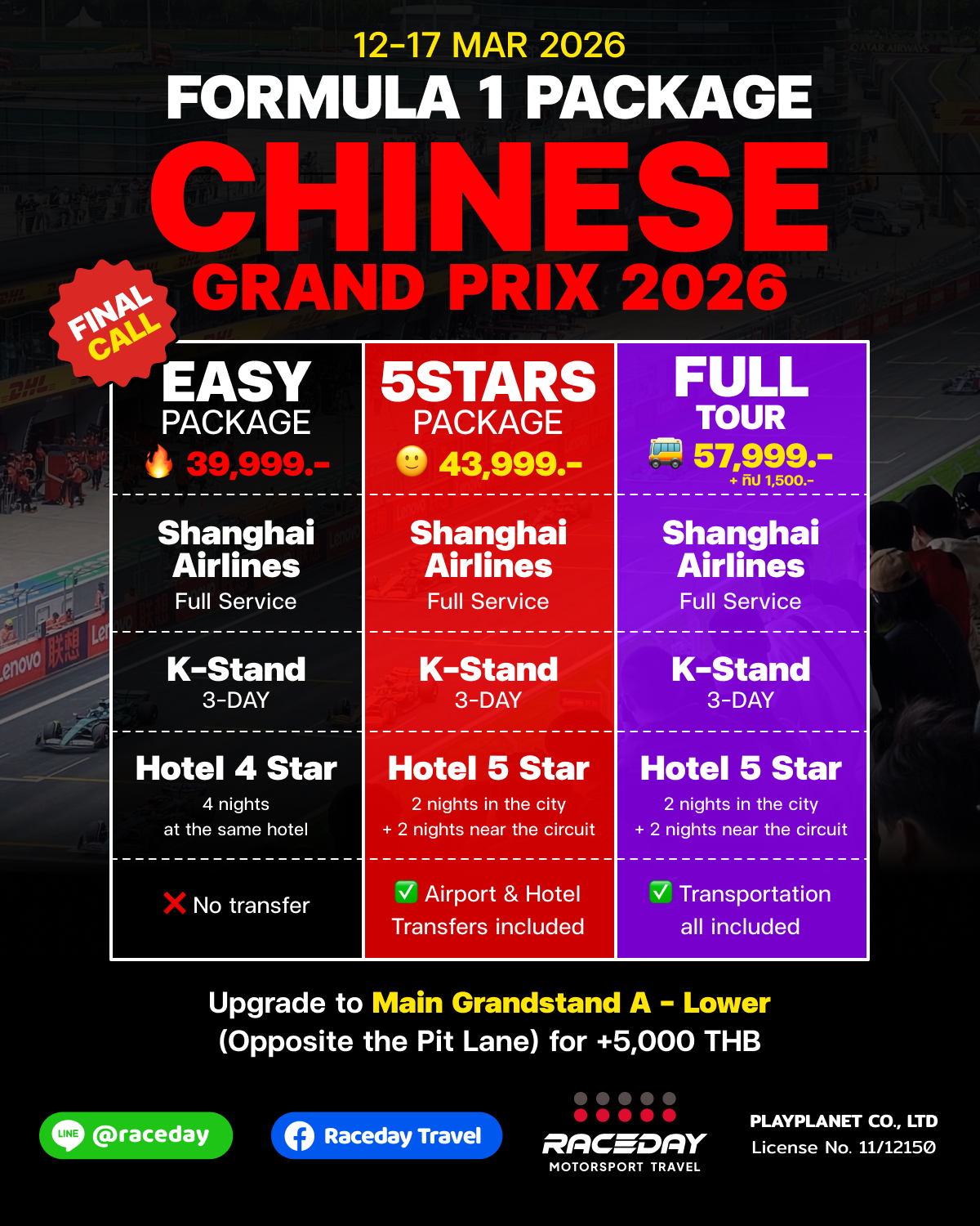 Comparison Table of F1 Shanghai Chinese GP 2026 Package Tours